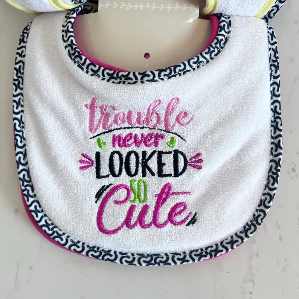 BABY BIBS MULTIPACK LE BIBI FAVORITE SELF CLOSURE BIBS 4 BIBS NEW WITH TAGS PINK